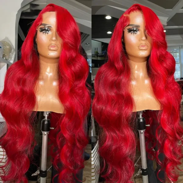 13X6 Lace Frontal Human Hair Wigs Red Body Wave Lace Front Wig Human Hair for Women Remy Pre Plucked Burgundy 99J Lace Front Wig - Image 8