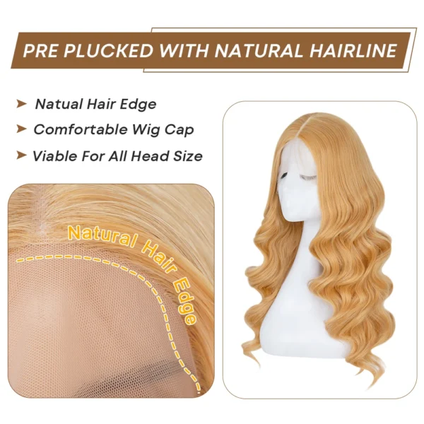 Ombre Colored Lace Front Wig Synthetic Brown Wig Blonde 613 Roots With Black Ends Body Wave Transparent Lace Frontal Wig Cosplay - Image 12