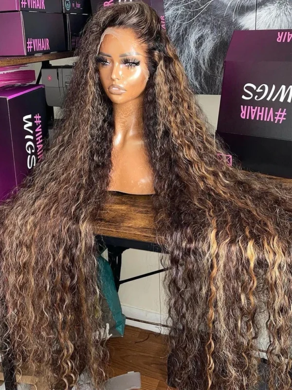 Highlight 13x6 Hd Lace Frontal Wig Human Hair Pre Plucked Deep Wave 30 40 Inch 13x4 Honey Blond Curly Lace Front Wigs Human Hair - Image 5