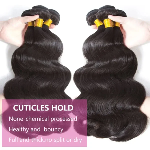 Body Wave 3 Bundles with Frontal Human Hair Natural Black Color 3 Bundles with 13x4 HD Lace Frontal Brazilian Virgin Human Hair - Image 7
