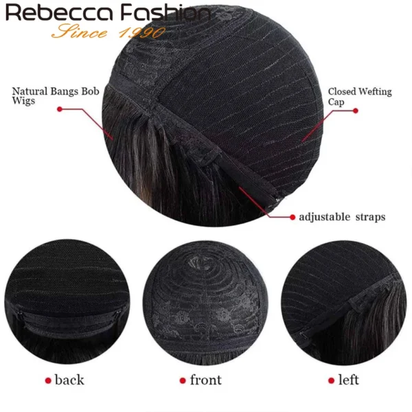 99J Colored Short 180D Colored Short 180D Straight Brazilian Human Hair Bob Wigs with Bangs Remy Full Machine Made for Women - Image 6