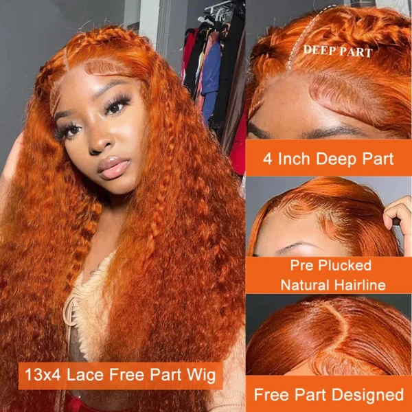 Wiggogo Orange Ginger Lace Front Wig Human Hair 30 Inch Curly Lace Front Human Hair Wig Deep Wave 13X4 13X6 Hd Lace Frontal Wigs - Image 9