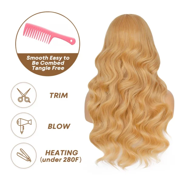 Ombre Colored Lace Front Wig Synthetic Brown Wig Blonde 613 Roots With Black Ends Body Wave Transparent Lace Frontal Wig Cosplay - Image 13