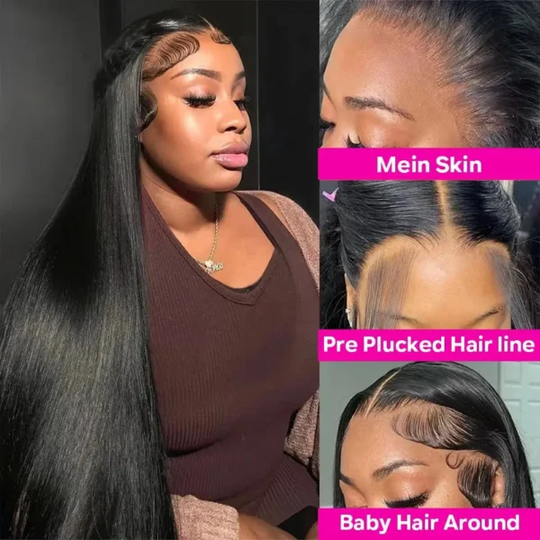 200 High Desity 50 Inch 13x6 13x4 HD Lace Front Human Hair Wigs Pre Plucked For Women Bone Straight Human Hair Lace Frontal Wigs - Image 2