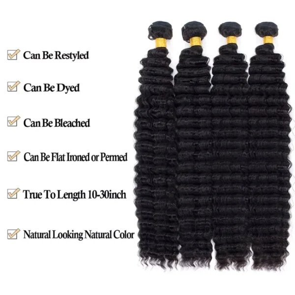 12A Human Hair Bundles Deep Wave 26 28 30 Inch 100%  Unprocessed Brazilian Virgin Hair Weave 3 Bundles Natural Real Human Hair - Image 3