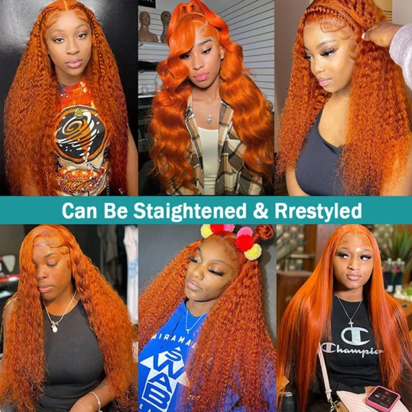 Wiggogo Orange Ginger Lace Front Wig Human Hair 30 Inch Curly Lace Front Human Hair Wig Deep Wave 13X4 13X6 Hd Lace Frontal Wigs - Image 12
