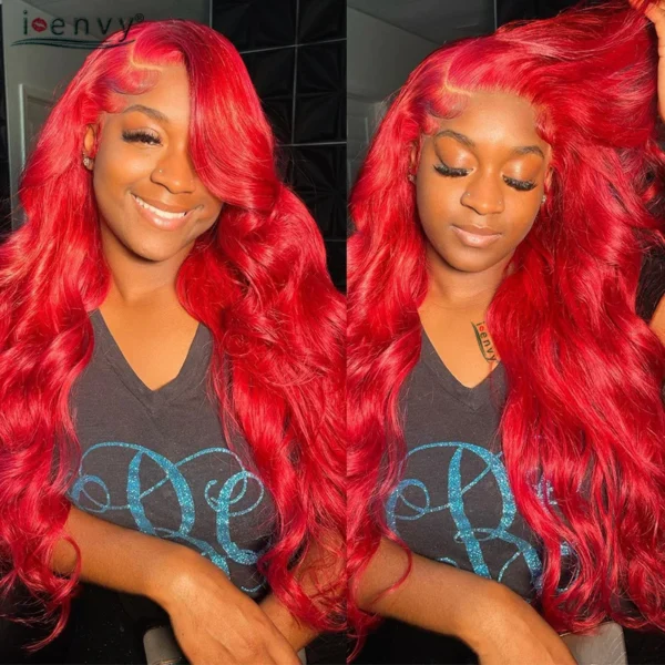 Hot Red 13X6 Lace Front Human Hair Body Wave 30 Inch 99J Burgundy Colored Lace Frontal Wigs Brazilian Curly Wigs For Black Women - Image 15