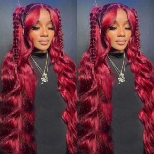 Burgundy 99J Body Wave 13x6 Hd Lace Frontal Human Hair Wig Transparent Lace Front Wigs For Women Brazilian Red Colored Remy Wig