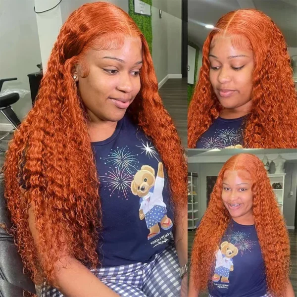Wiggogo Orange Ginger Lace Front Wig Human Hair 30 Inch Curly Lace Front Human Hair Wig Deep Wave 13X4 13X6 Hd Lace Frontal Wigs - Image 10