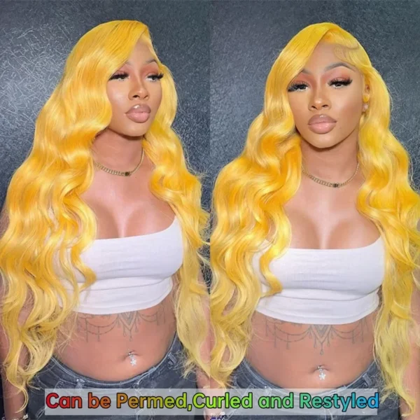 250 Density Yellow Wigs Colored 13x6 HD Transparent Lace Frontal Wig Brazilian Lace Front Remy Human Hair Wigs For Black Women - Image 5