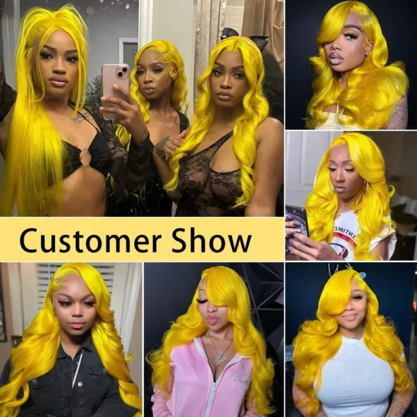 250 Density Yellow Wigs Colored 13x6 HD Transparent Lace Frontal Wig Brazilian Lace Front Remy Human Hair Wigs For Black Women - Image 6