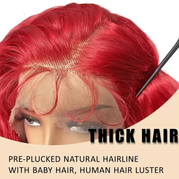 Red Curly Deep Wave Lace Frontal Human Hair Wigs 13x4 13x5 13x6 Curly Wave Lace Frontal Wigs Hair For Black Women 210% Density - Image 2