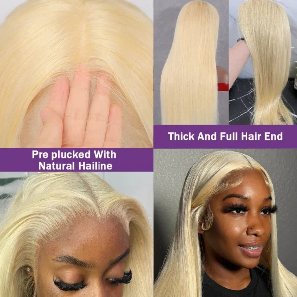 250% 613 Honey Blonde 13x6 HD Transparent Lace Front Human Hair Wigs For Women 34 36 Inch Straight 13x4 Lace Frontal Wig - Image 12