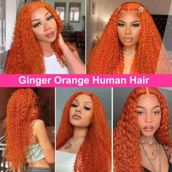 30 inch Ginger Human Hair Wig Deep Wave 13x4 13x6 Hd Lace Frontal Wig 180% Density Orange Ginger Curly Lace Front Wigs For Women - Image 5