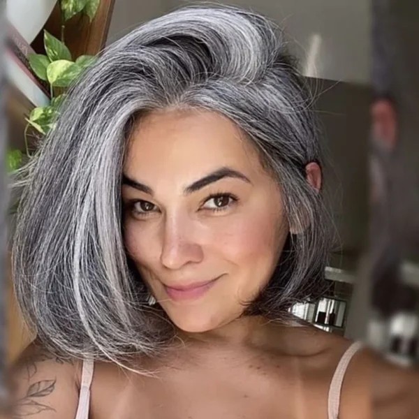 Silver Grey Colored Bob Wigs Human Hair Short Bob Wig Brazilian Lace Front Human Hair Wigs 5x5 HD Transparent Lace For Women - Image 7