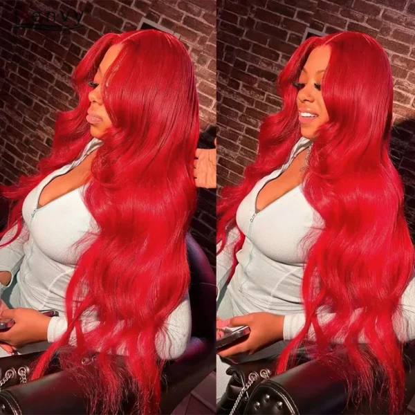 Hot Red 13X6 Lace Front Human Hair Body Wave 30 Inch 99J Burgundy Colored Lace Frontal Wigs Brazilian Curly Wigs For Black Women - Image 16