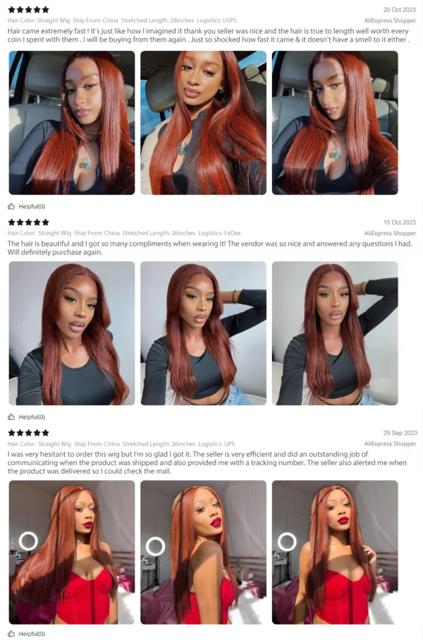 Reddish Brown Lace Front Wigs Human Hair For Black Women 13x4 13X6 Straight Lace Front Wigs Cooper Red Glueless Wigs - Image 10