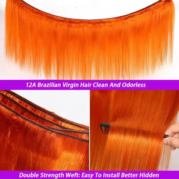 Rosabeauty #350 Ginger Orange Straight Human Hair Bundles Brazilian 100% Human Hair Bundles Extension 2 4 Bundles For Women - Image 3