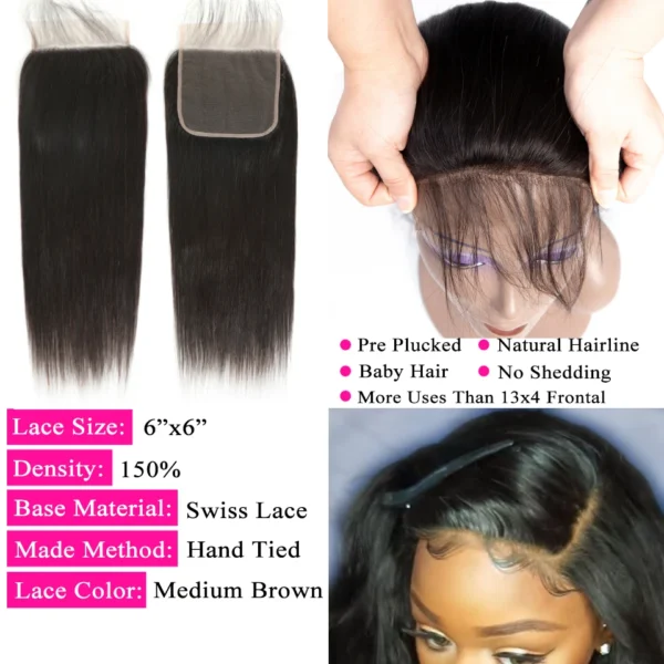 30 40inch Straight Human Hair Bundles with 5x5/6x6 Closure Brazilian Raw Bundles 100%Human Hair 13x4 Frontal Closure And Bundles - Image 13
