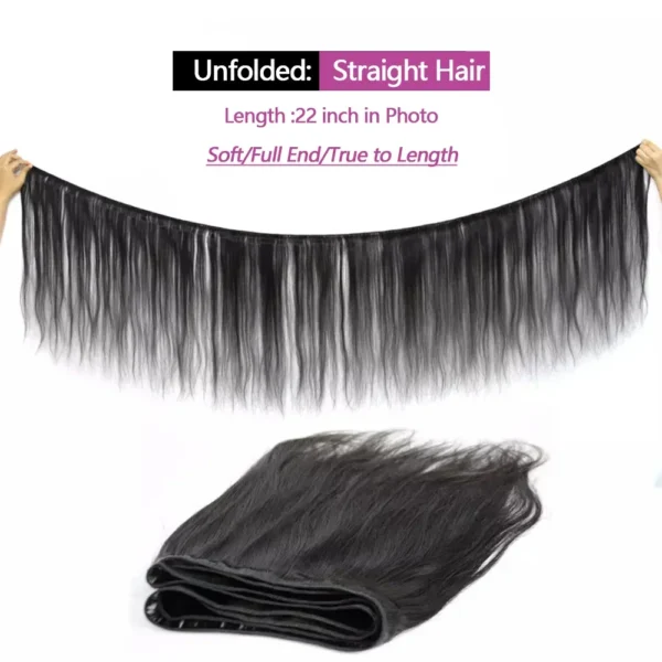 30 40inch Straight Human Hair Bundles with 5x5/6x6 Closure Brazilian Raw Bundles 100%Human Hair 13x4 Frontal Closure And Bundles - Image 3