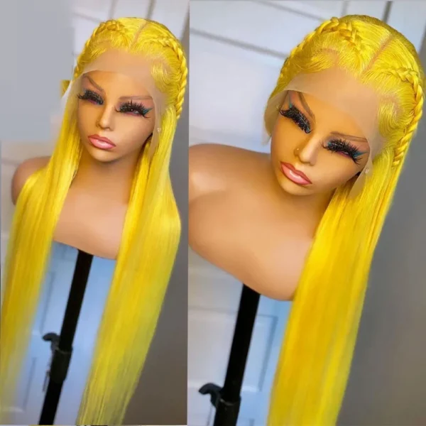 250Density 32inch lace front wig 13x4 Yellow colored human hair wig Brazilian PrePlucked Hair straight human hair wigs For Women - Image 7