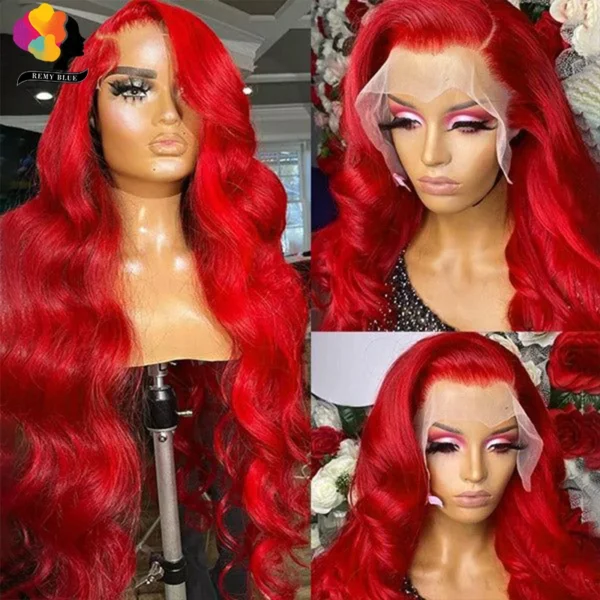 Red Body Wave Glueless 13x4 Lace Front Wig WearGo 13x6 Lace Frontal Wigs Colored 99j Burgundy Human Hair Wigs for Black Women - Image 10
