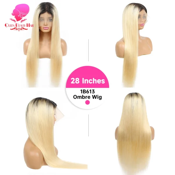 13x6 Lace Frontal Wig 1B 613 Ombre Blonde Full Lace Human Hair Wig Dark Roots Pre Plucked  Lace Front Human Hair Wigs for Women - Image 16