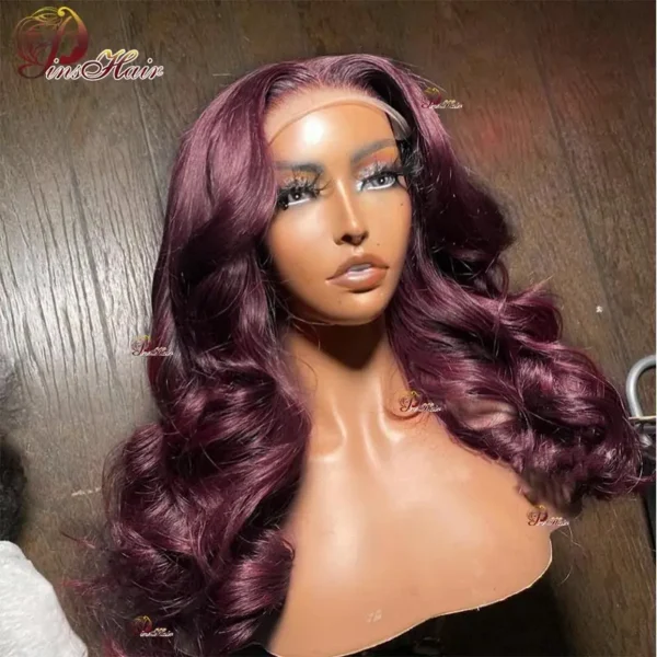 13X6 Lace Frontal Human Hair Wigs Red Body Wave Lace Front Wig Human Hair for Women Remy Pre Plucked Burgundy 99J Lace Front Wig - Image 23