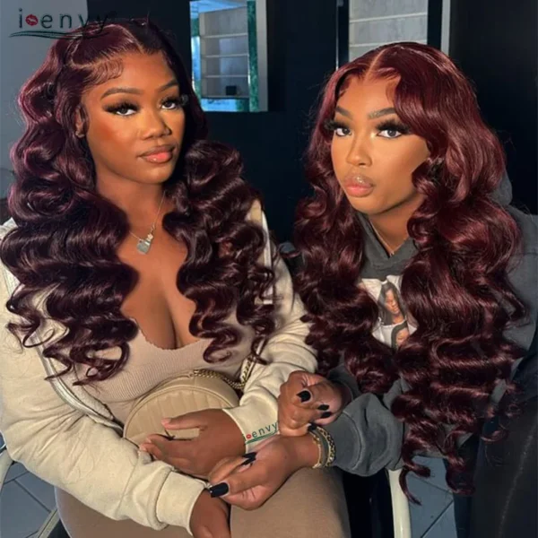Hot Red 13X6 Lace Front Human Hair Body Wave 30 Inch 99J Burgundy Colored Lace Frontal Wigs Brazilian Curly Wigs For Black Women - Image 30