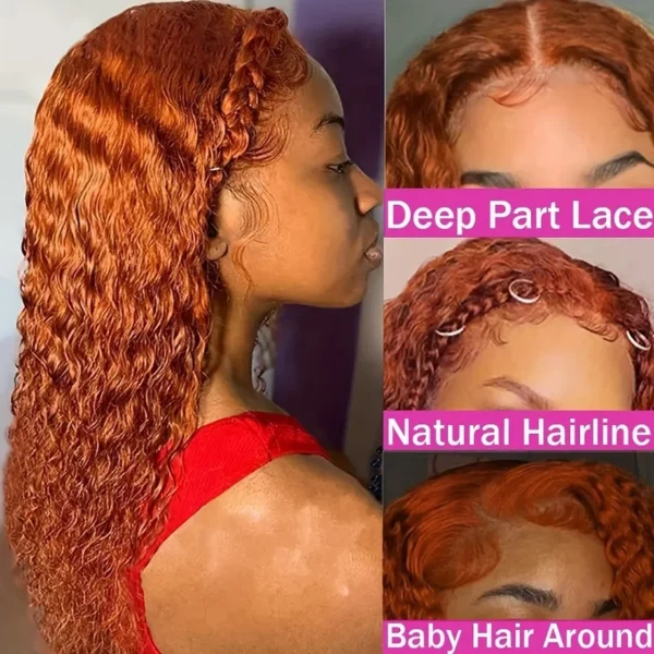 30 inch Ginger Human Hair Wig Deep Wave 13x4 13x6 Hd Lace Frontal Wig 180% Density Orange Ginger Curly Lace Front Wigs For Women - Image 7