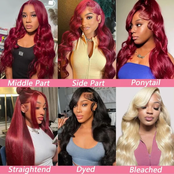 99j Burgundy Body Wave Human Hair 13x6 Hd Transparent Lace Front Wig 13x4 Curly Colored 30 40 Inch Brazilian Hair For Women - Image 13