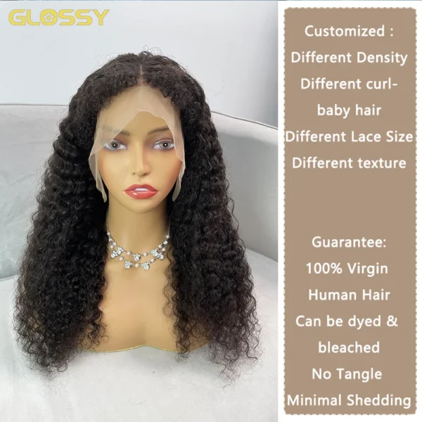 13x6 Hd 250 Density Afro Kinky Curly Wig 100% Human Hair 13x4 4c Edges Frontal Deep Wave Curly Lace Front Wigs For Women on sale - Image 16