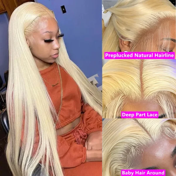 613 Hd Lace Frontal Wig 13x6 Bone Straight Blonde Lace Front Wig Human Hair 30 Inch Pre Plucked 13x4 Honey Blond Lace Front Wigs - Image 3