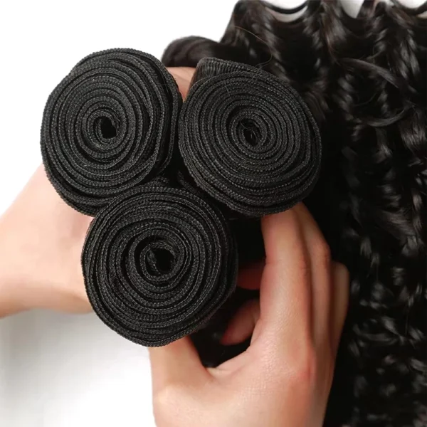 Rosabeauty Curly Human Hair Bundles With Transparent Deep Wave Brazilian Extension for Women Weave 3 4 Bundles Natural Color - Image 2