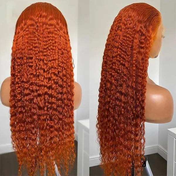 Wiggogo Orange Ginger Lace Front Wig Human Hair 30 Inch Curly Lace Front Human Hair Wig Deep Wave 13X4 13X6 Hd Lace Frontal Wigs - Image 8