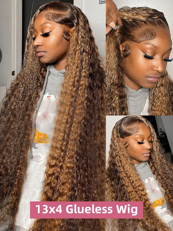 Highlight 13x6 Hd Lace Frontal Wig Human Hair Pre Plucked Deep Wave 30 40 Inch 13x4 Honey Blond Curly Lace Front Wigs Human Hair - Image 3