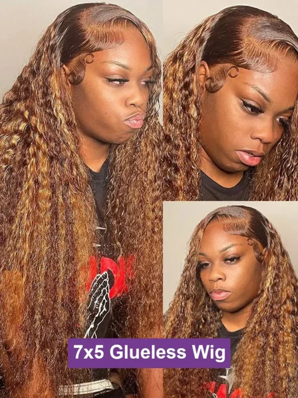 Loose Deep Wave Wig Human Hair Ready To Wear13x4 13x6 Lace Closure Curly Highlight Ombre 4/27 Preplucked Hairline Pre Cut - Image 3