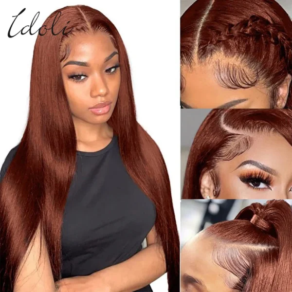 Reddish Brown Lace Front Wigs Human Hair For Black Women 13x4 13X6 Straight Lace Front Wigs Cooper Red Glueless Wigs - Image 11
