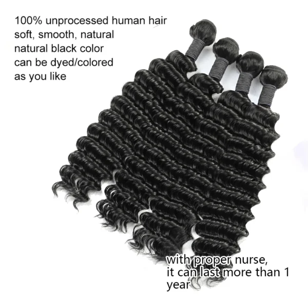 36 40 Inch 100% Human Hair Bundles Curly Bundles Deep Wave Bundles Human Hair Natural Black Color Extensions Remy Brazilian - Image 3