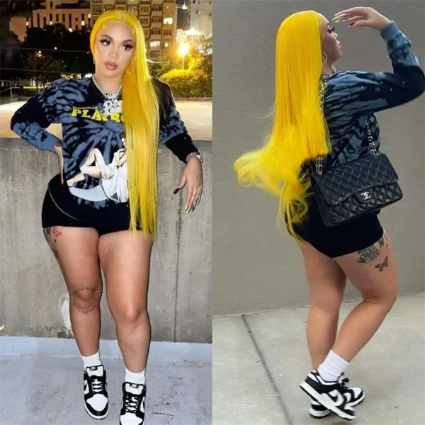 250 Density Yellow Wigs Colored 13x6 HD Transparent Lace Frontal Wig Brazilian Lace Front Remy Human Hair Wigs For Black Women - Image 15