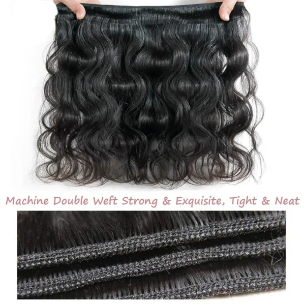 Body Wave 3 Bundles with Frontal Human Hair Natural Black Color 3 Bundles with 13x4 HD Lace Frontal Brazilian Virgin Human Hair - Image 3
