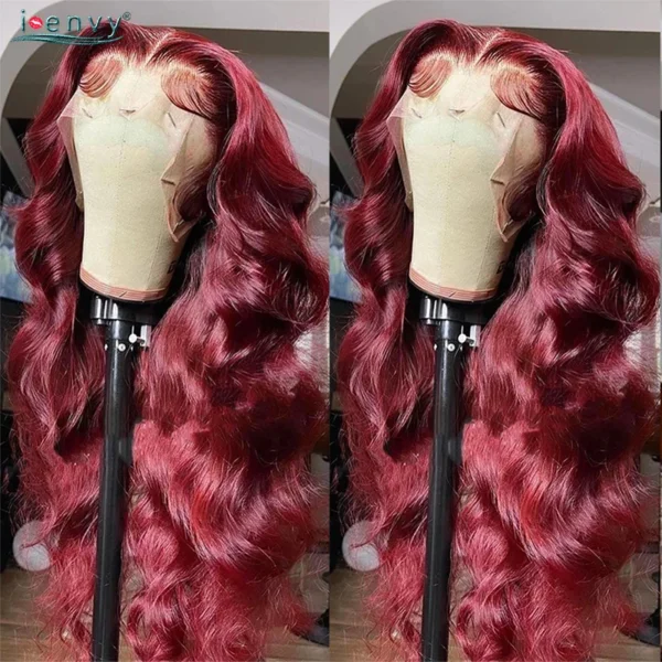 Hot Red 13X6 Lace Front Human Hair Body Wave 30 Inch 99J Burgundy Colored Lace Frontal Wigs Brazilian Curly Wigs For Black Women - Image 21