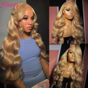 27# Honey Blond Body Wave 13x4 Lace Frontal Human Hair Wigs Brazilian Colored Loose Water Wave 13x6 HD Lace Front Wig For Women