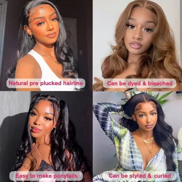 Body Wave 3 Bundles with Frontal Human Hair Natural Black Color 3 Bundles with 13x4 HD Lace Frontal Brazilian Virgin Human Hair - Image 14
