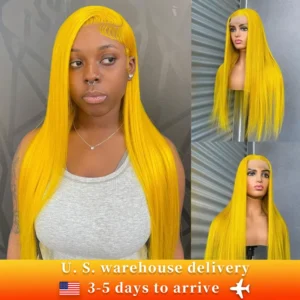 250 Density Yellow Wigs Colored 13x6 HD Transparent Lace Frontal Wig Brazilian Lace Front Remy Human Hair Wigs For Black Women