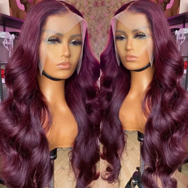 13X6 Lace Frontal Human Hair Wigs Red Body Wave Lace Front Wig Human Hair for Women Remy Pre Plucked Burgundy 99J Lace Front Wig - Image 24