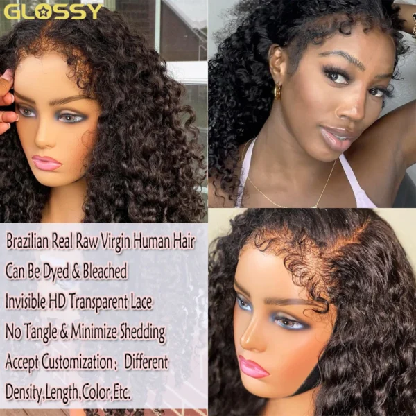 13x6 Hd 250 Density Afro Kinky Curly Wig 100% Human Hair 13x4 4c Edges Frontal Deep Wave Curly Lace Front Wigs For Women on sale - Image 17