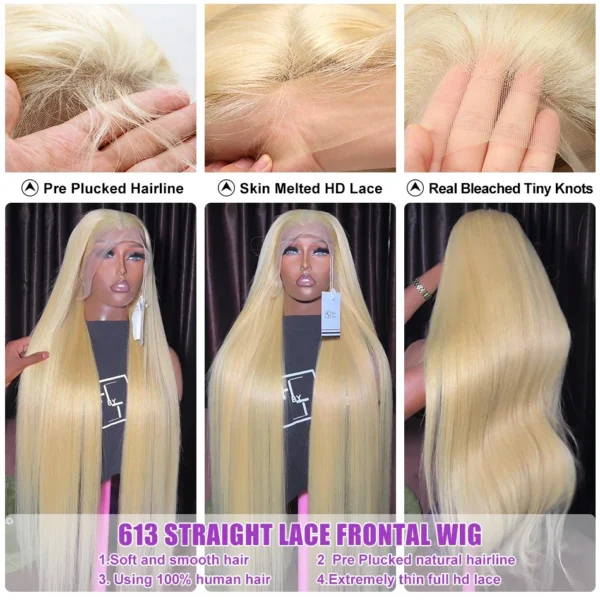 250% 613 Honey Blonde 13x6 HD Transparent Lace Front Human Hair Wigs For Women 34 36 Inch Straight 13x4 Lace Frontal Wig - Image 13