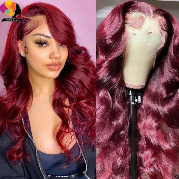Red Body Wave Glueless 13x4 Lace Front Wig WearGo 13x6 Lace Frontal Wigs Colored 99j Burgundy Human Hair Wigs for Black Women - Image 12