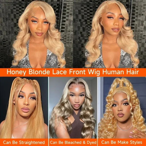 27# Honey Blond Body Wave 13x4 Lace Frontal Human Hair Wigs Brazilian Colored Loose Water Wave 13x6 HD Lace Front Wig For Women - Image 13